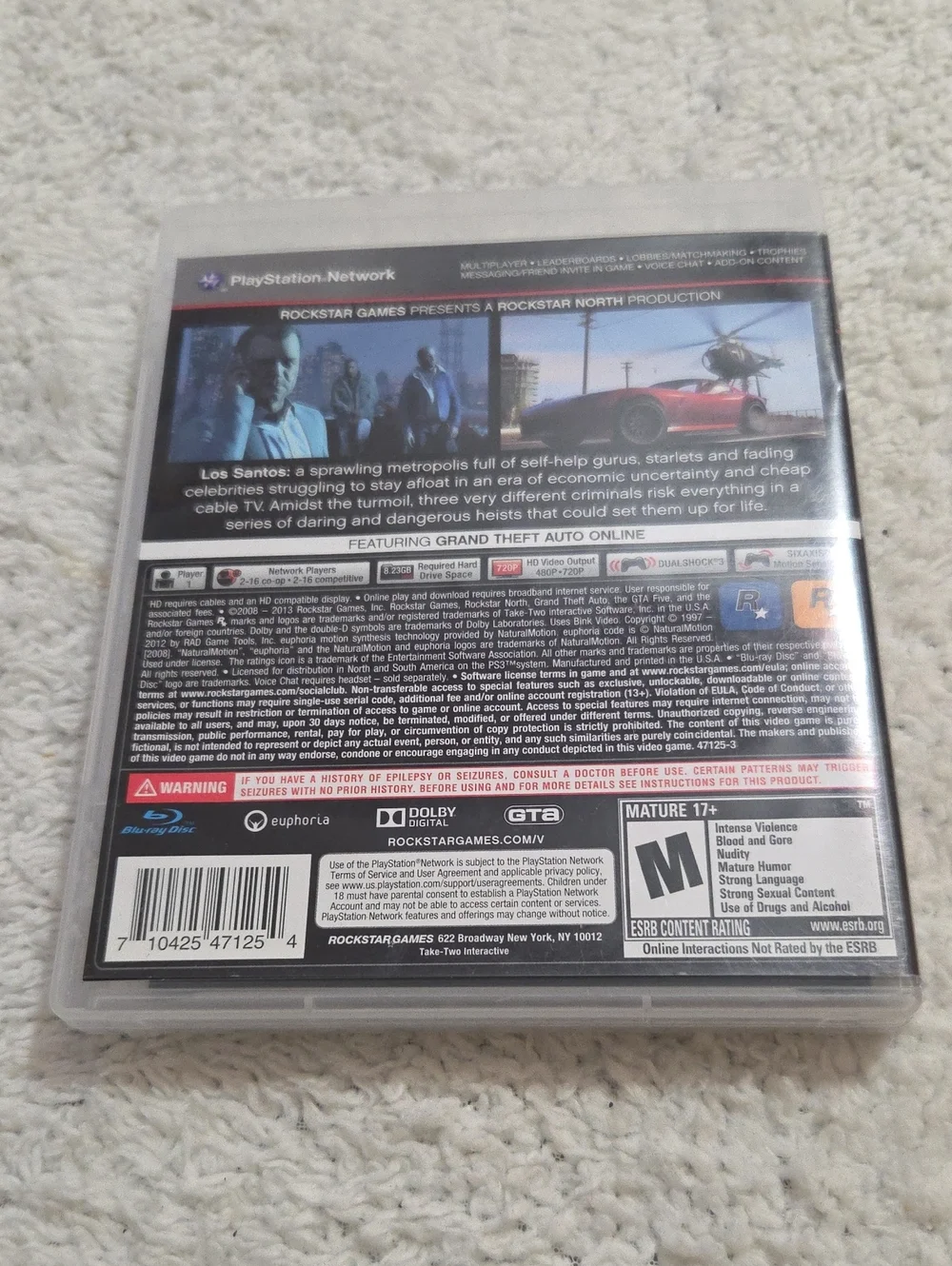 PS3 GRAND THEFT AUTO V VIDEO GAME